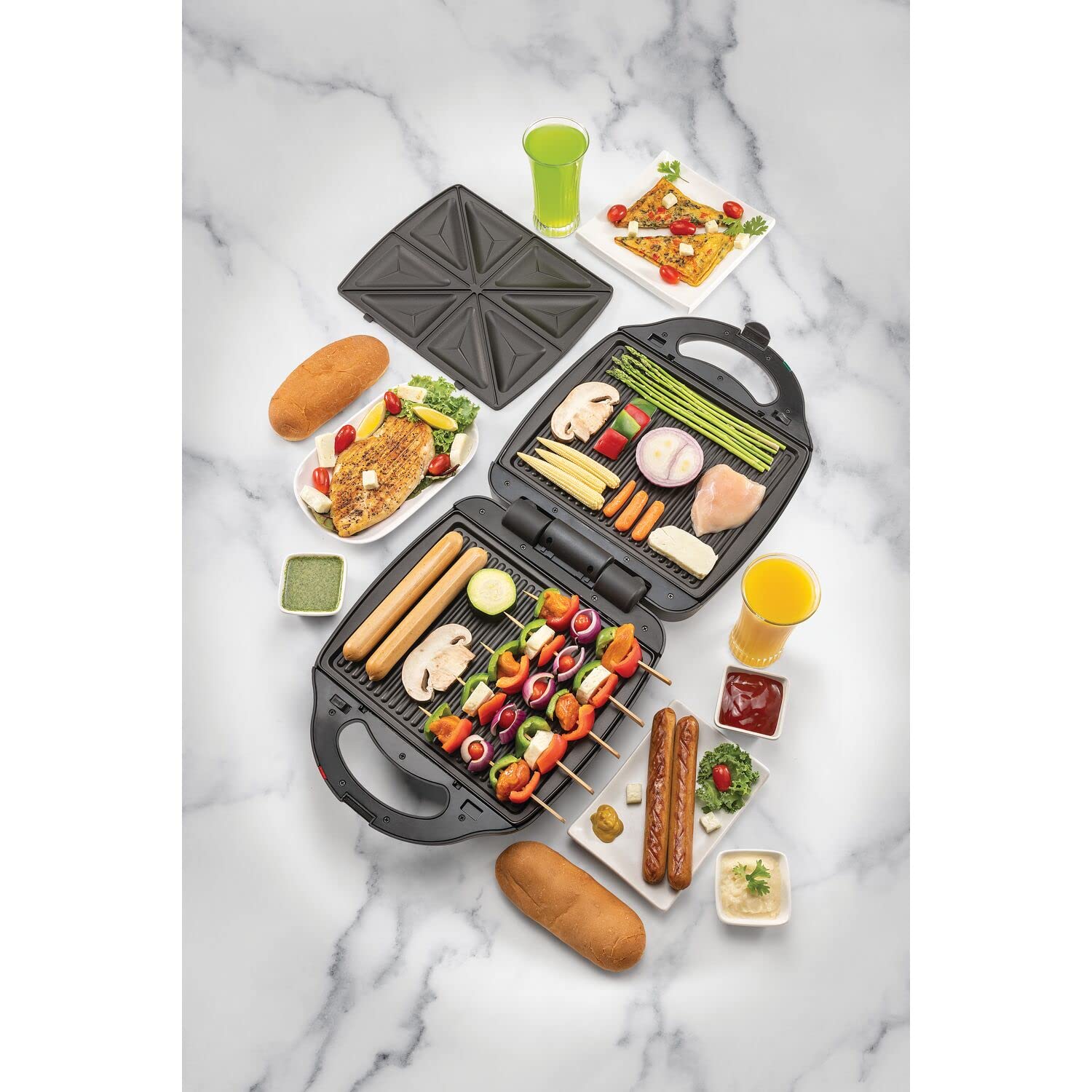 Black & Decker 1400W 2-in-1 4 Slice Sandwich Maker & Grill with Interchangeable Plate بلاك اند ديكير ماكينة صنع الساندويتشات 4 شرائح 2 في 1 بقدرة 1400 واط مع طبق قابل للتبديل Black & Decker 1400W 2-in-1 4 Slice Sandwich Maker & Grill with Interchangeable Plate بلاك اند ديكير ماكينة صنع الساندويتشات 4 شرائح 2 في 1 بقدرة 1400 واط مع طبق قابل للتبديل